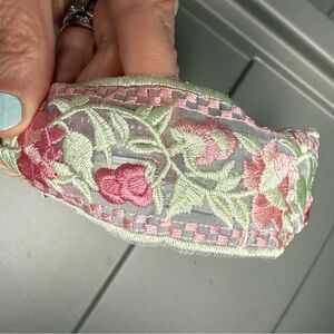 Stella embroidered sheer 2” wide headband hair accessory pink feminine floral